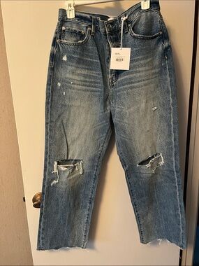 NWT Pistola Cropped Distressed Straight-Leg Jeans